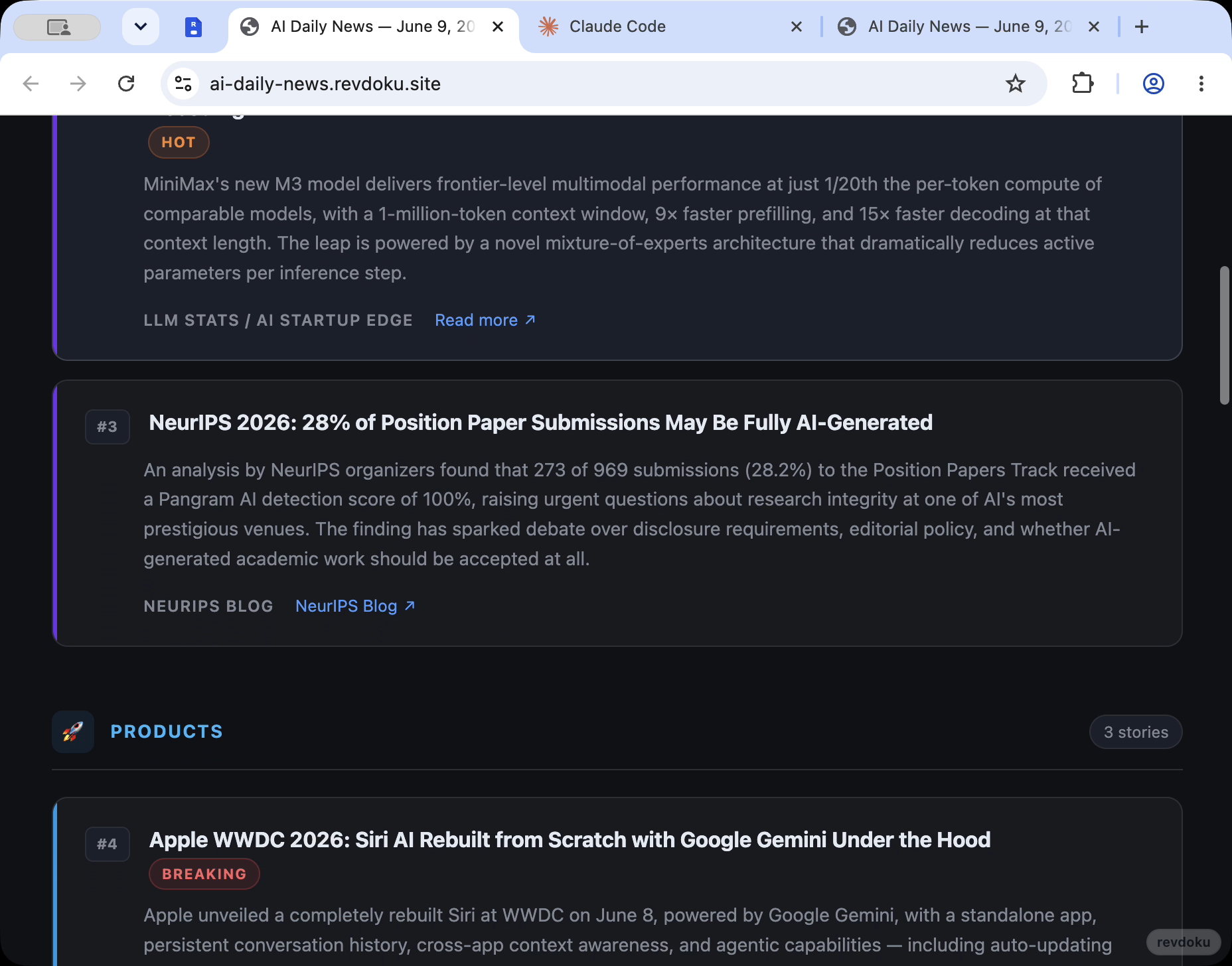 Live AI Daily News website