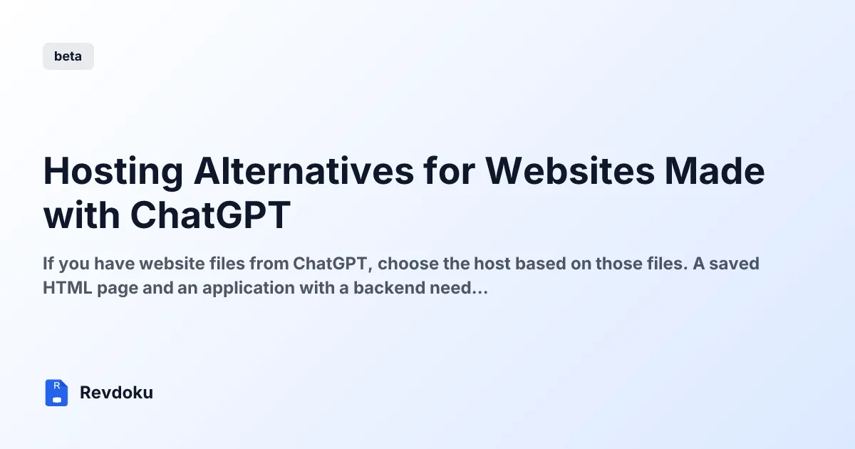 Hosting Alternatives for Websites Made with ChatGPT