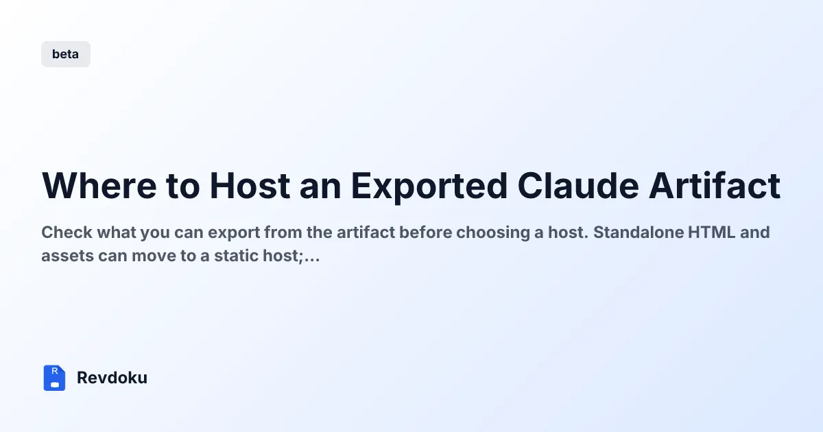 Where to Host an Exported Claude Artifact