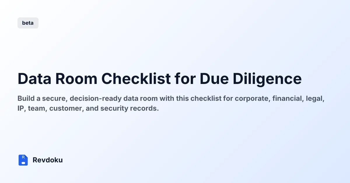 Data Room Checklist for Due Diligence