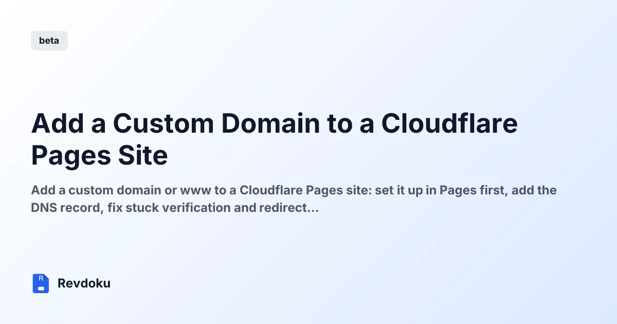 Add a Custom Domain to a Cloudflare Pages Site