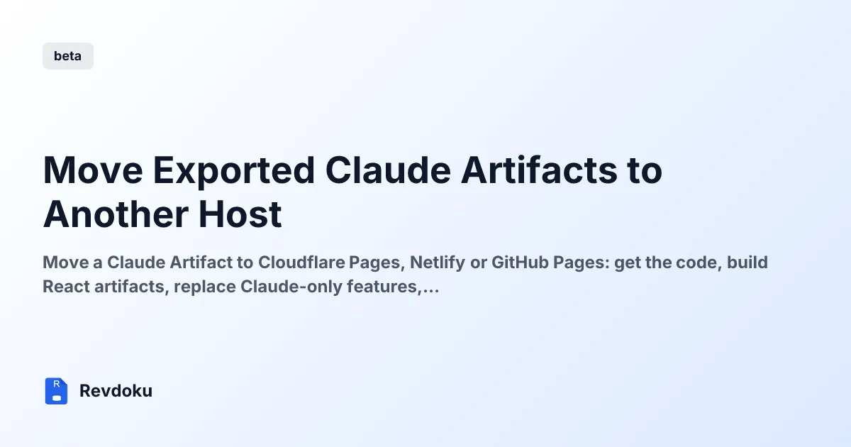 Move Exported Claude Artifacts to Another Host