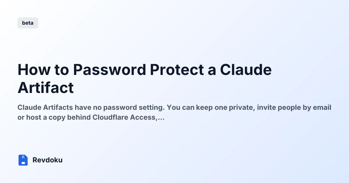How to Password Protect a Claude Artifact