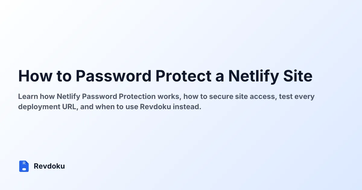 How to Password Protect a Netlify Site