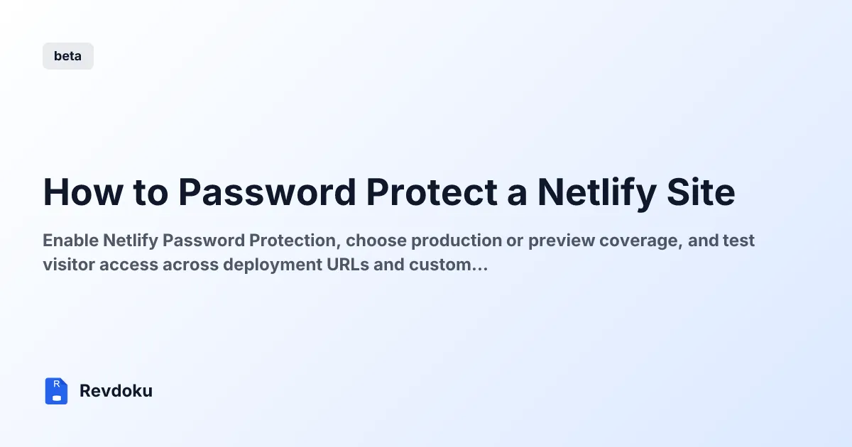 How to Password Protect a Netlify Site