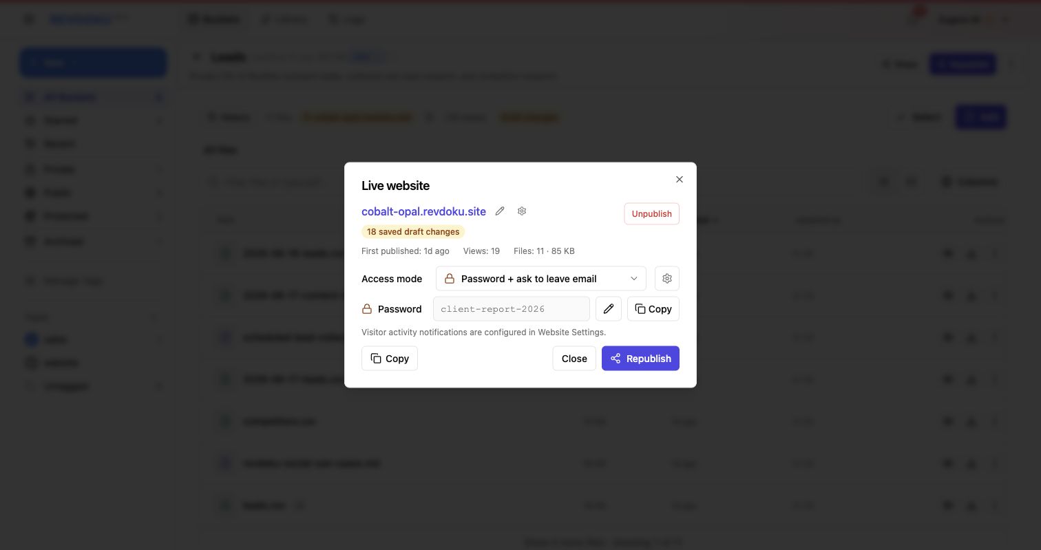 Password plus email publishing mode