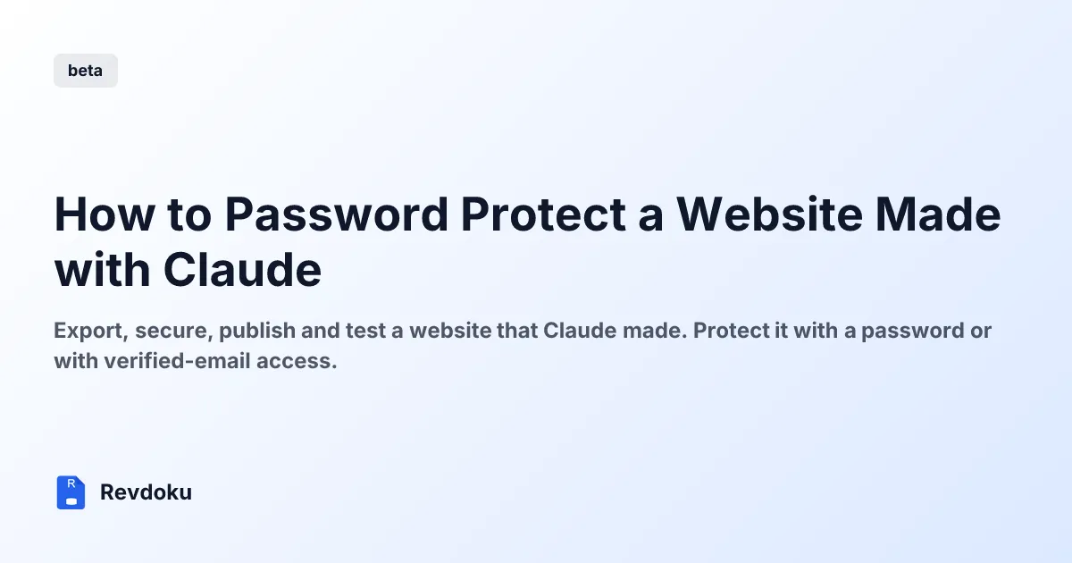 How to Password Protect a Website Made with Claude