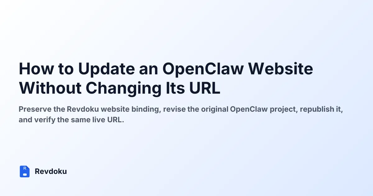 How to Update an OpenClaw Website Without Changing Its URL