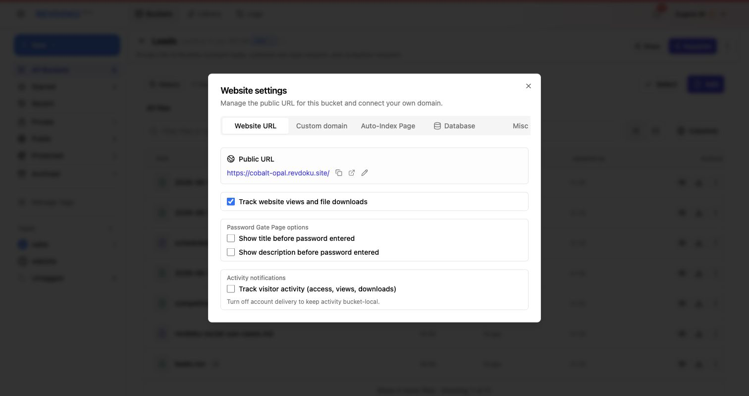 Revdoku URL settings for a product page