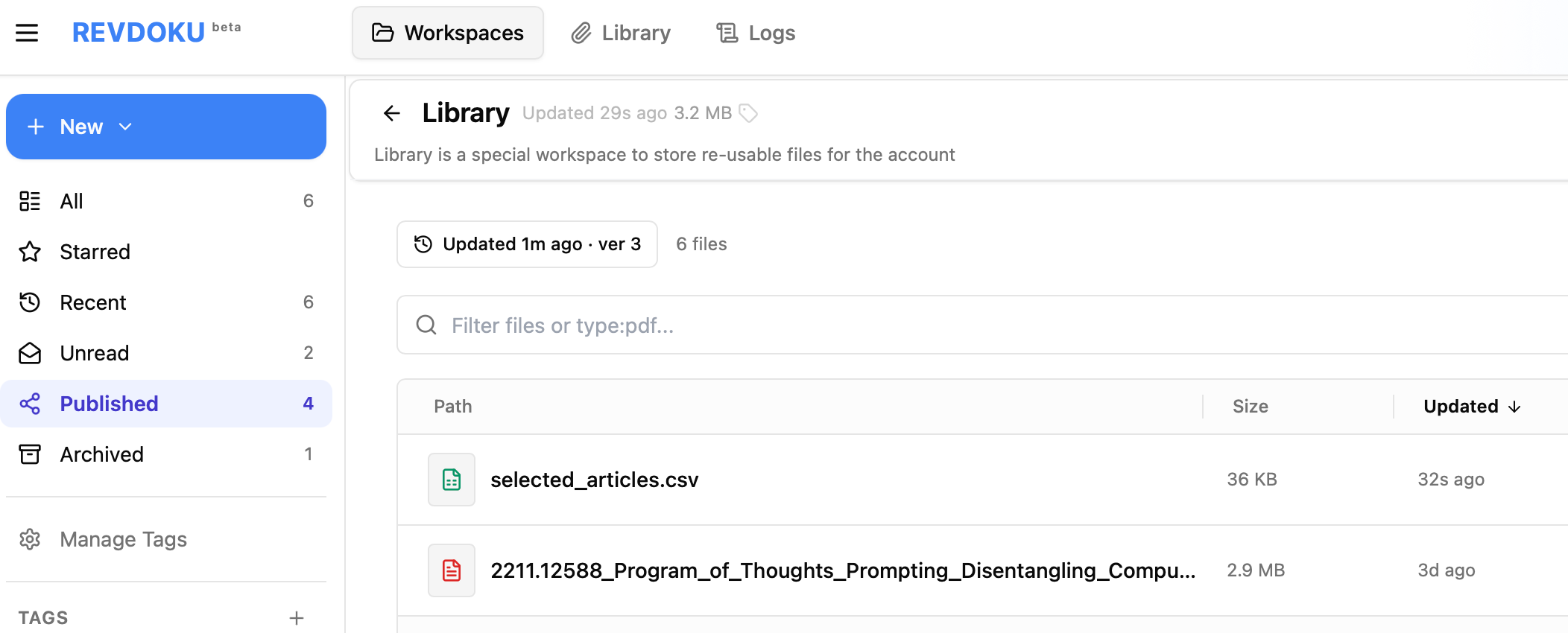 Uploaded file added to Library