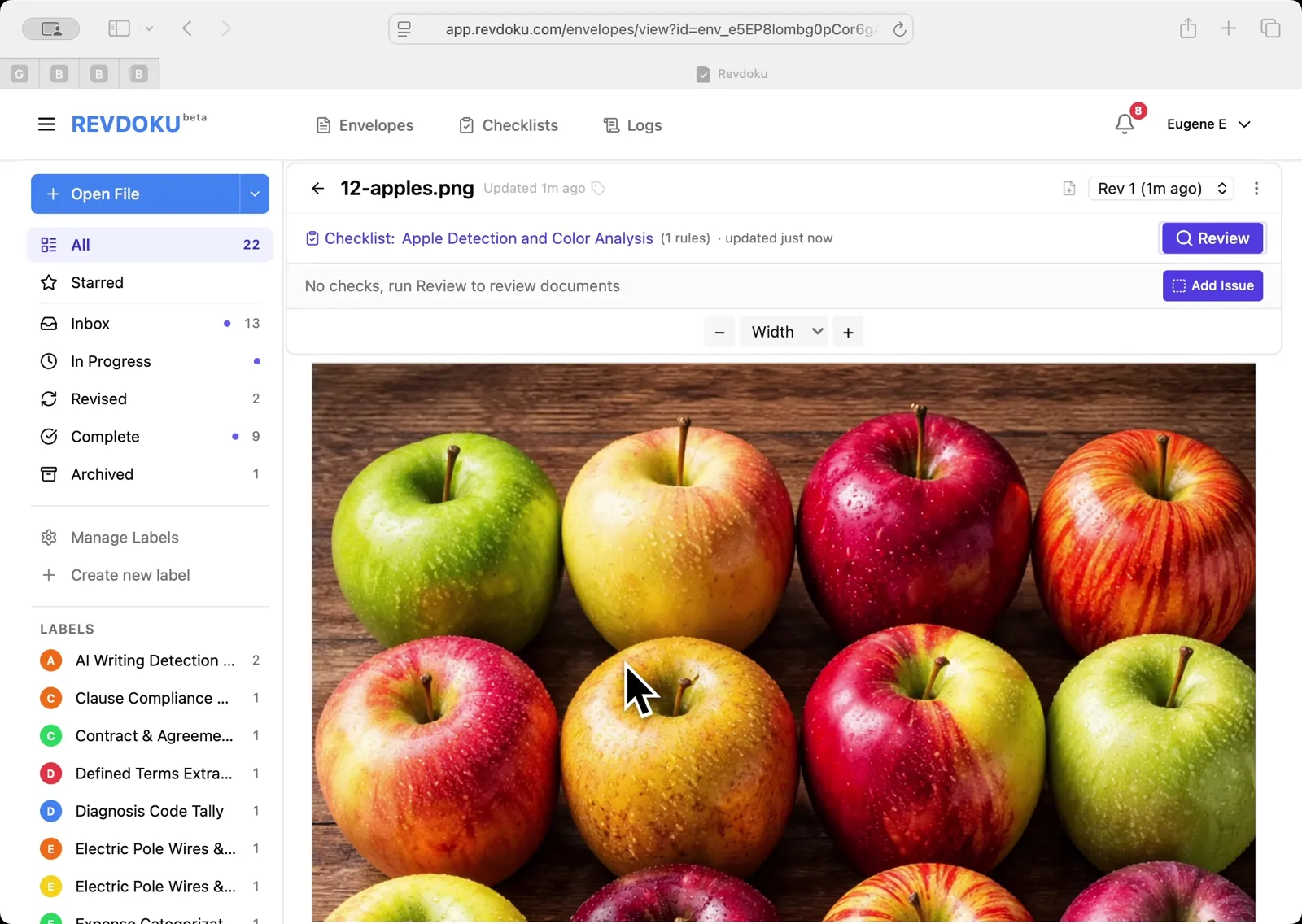 Count Unique Apple Colors in a Photo with Revdoku