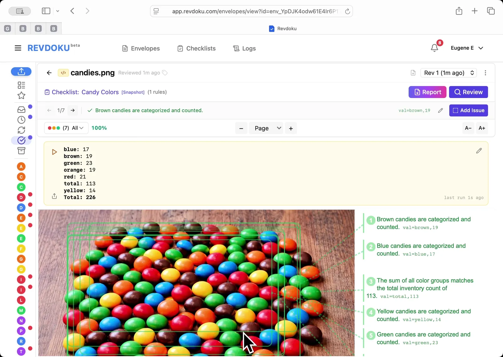 Read the computed totals.