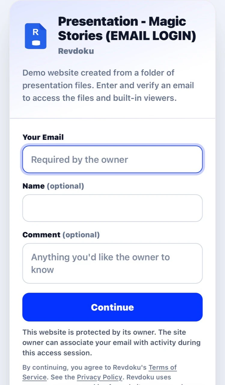 Email visitor gate