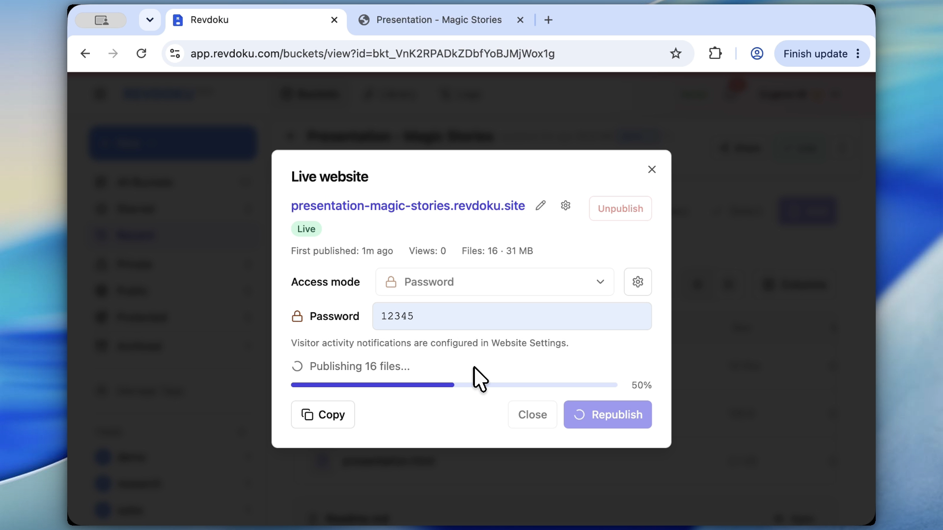 Password access settings