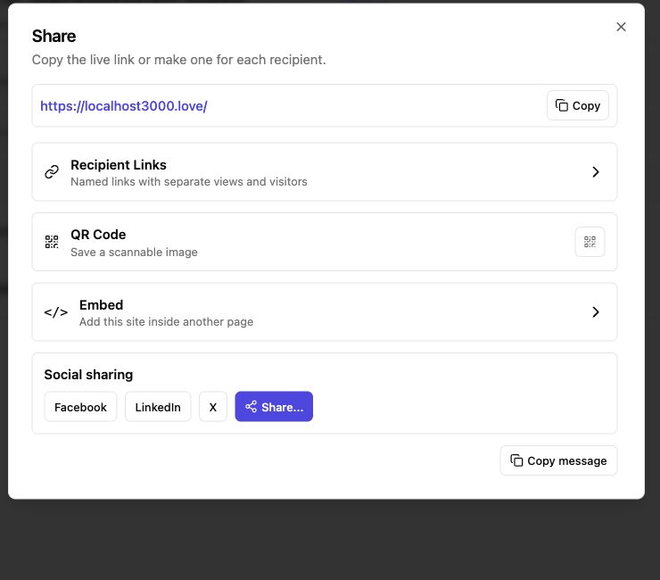 Recipient links and QR sharing for testers