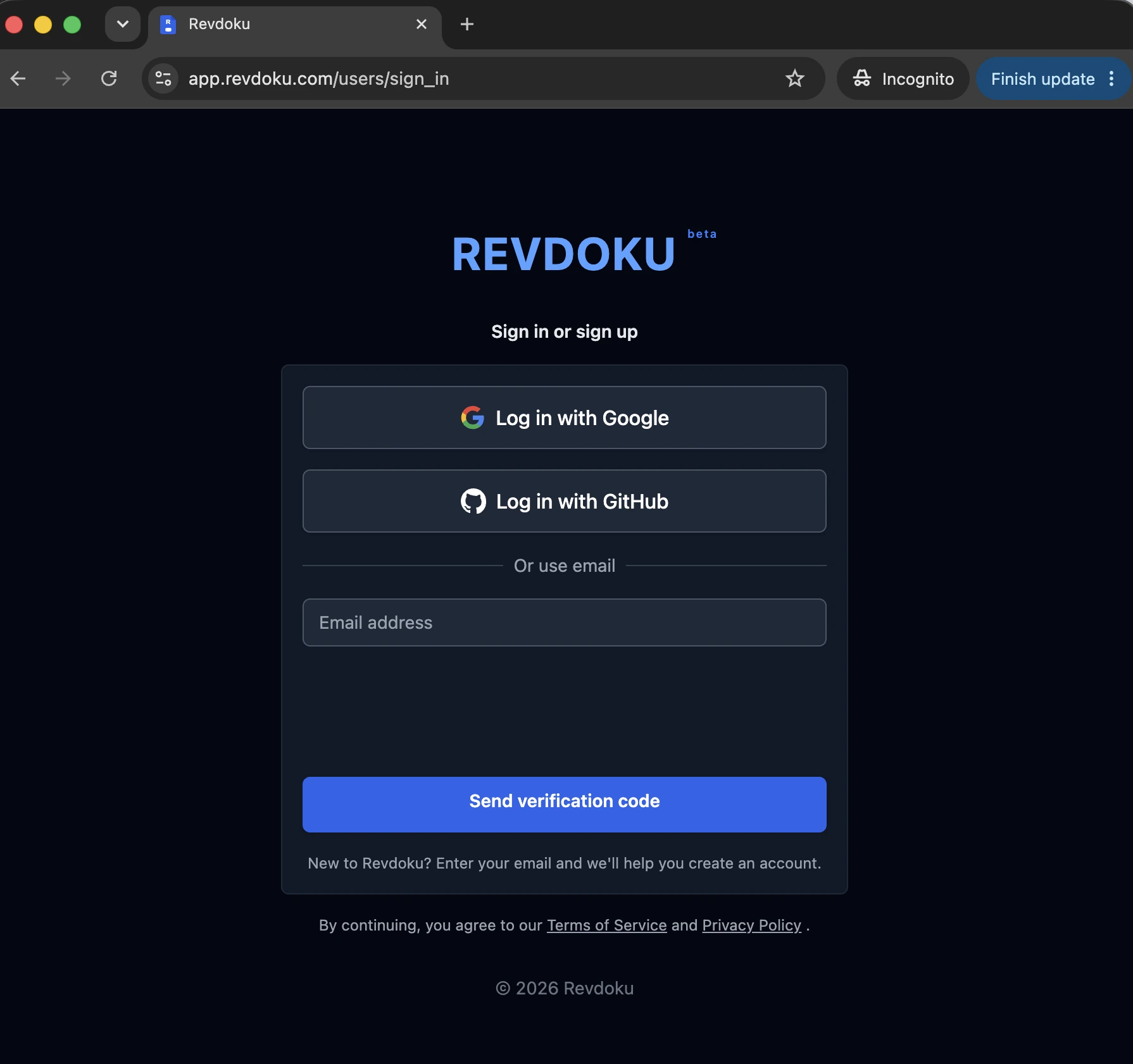 Create or sign in to a Revdoku account