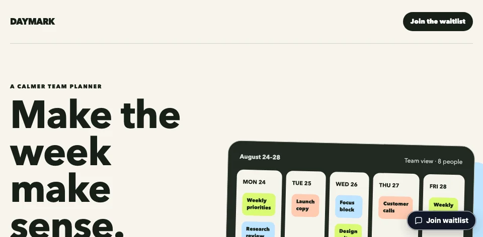 Screenshot of the new product waitlist demo